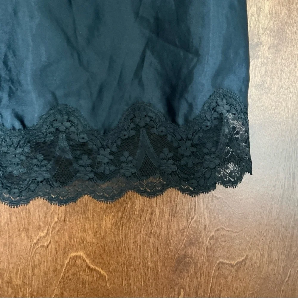 Vintage Black Half Slip Silky Nylon Skirt Lace Trim Dark Fairy Whimsigoth S - Picture 3 of 10